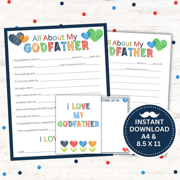 Gift for Godfather - All About My Godfather Printable | Father's Day Gift | Godfather's Birthday | Godparents Day Gift