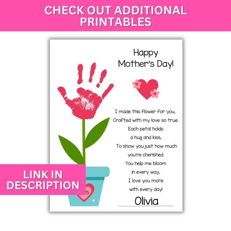 Handprint Footprint Mother's Day Craft: Flower Butterfly Keepsake (Instant Download) image 5