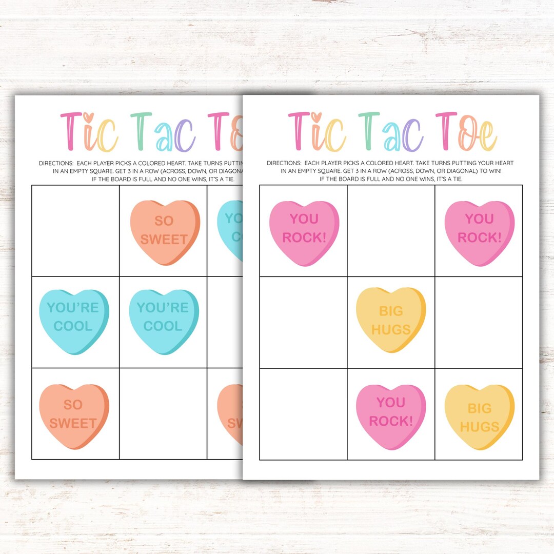 Valentine Tic Tac Toe Printable Game for Kids | Classroom Party ...