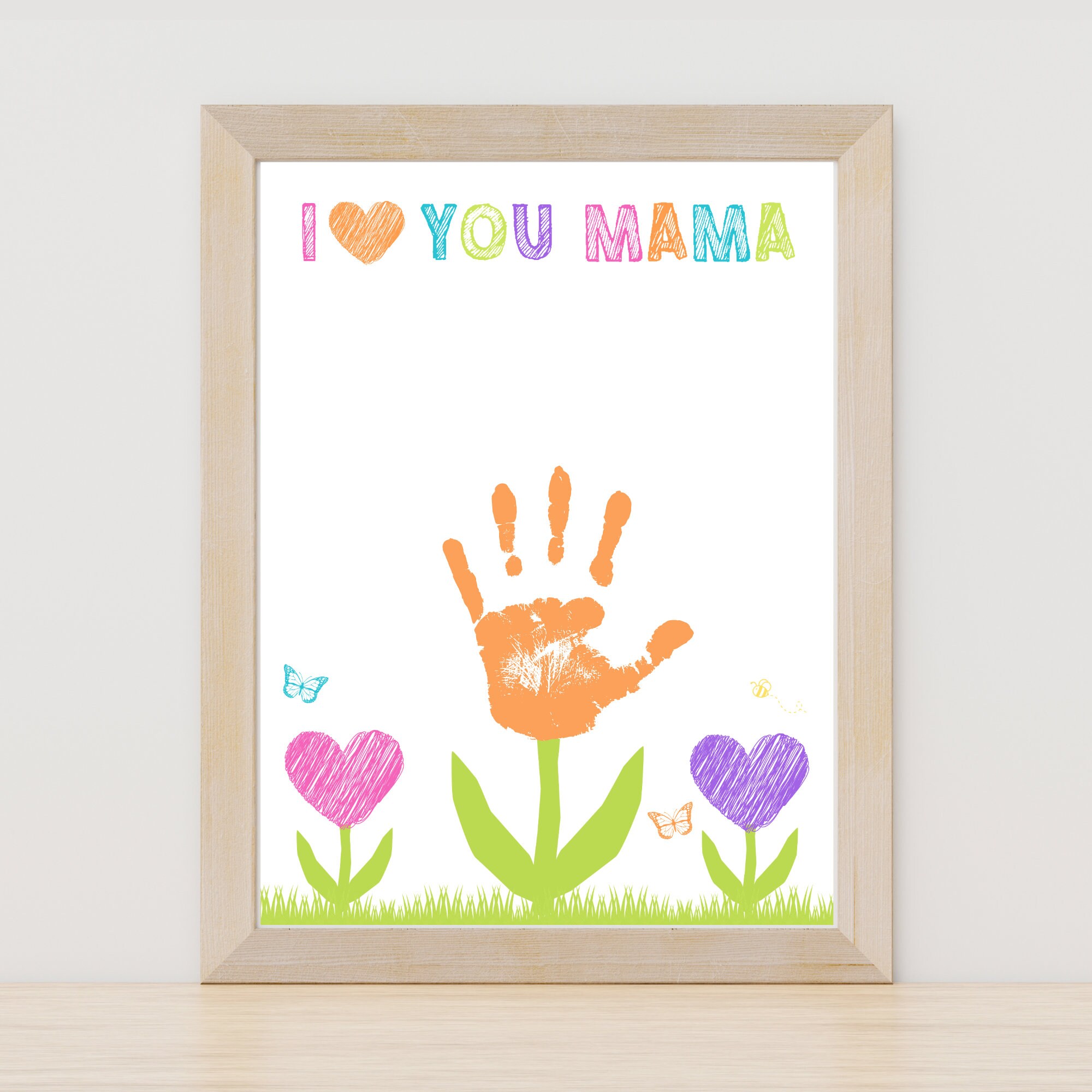 ２児mama ページ Mother's Day Handprint, Gift for Mom - I Love You Mama Printable