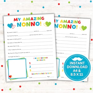 My Amazing Nonno imprimable - Cadeau pour la fête des pères - Cadeau d'anniversaire - Fête des grands-parents - Téléchargement instantané PDF
