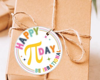 Pi Day Gift Tags: "Be Irrational" Printable STEM Party Favors (Digital Download)