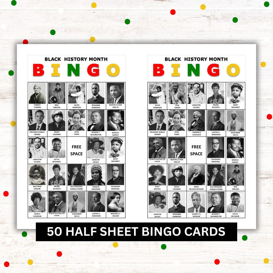 Black History Bingo: 50 Printable Educational Cards (PDF) - Etsy
