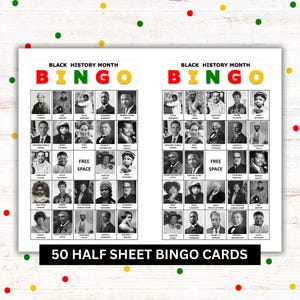 Black History Bingo - 50 carte stampabili / Gioco del mese della storia dei neri / Stampabile educativo