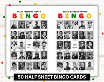 Black History Bingo - 50 Printable Cards | Black History Month Game | Educational Printable