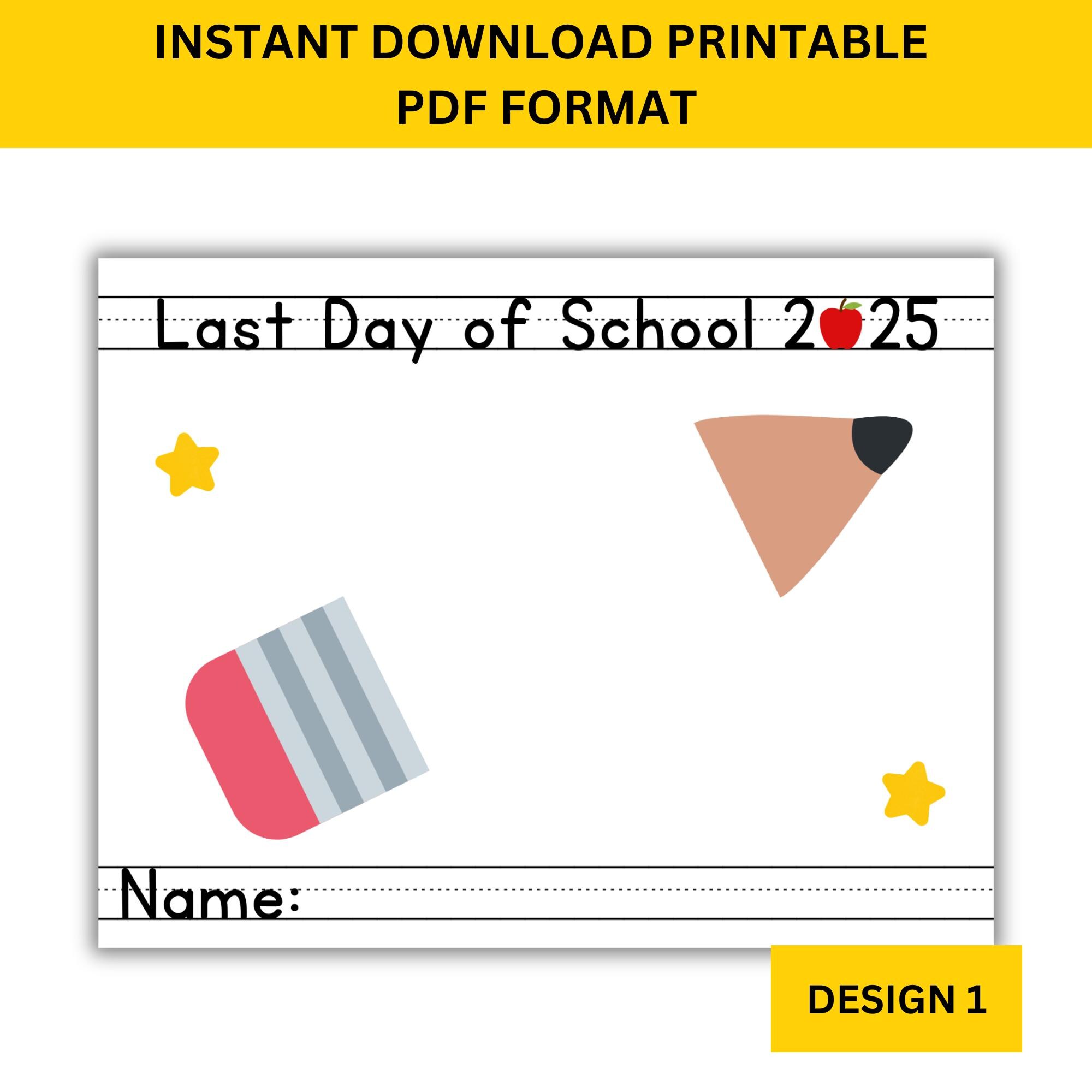 Last Day of School Handprint Art: Pencil Keepsake (PDF) - Etsy
