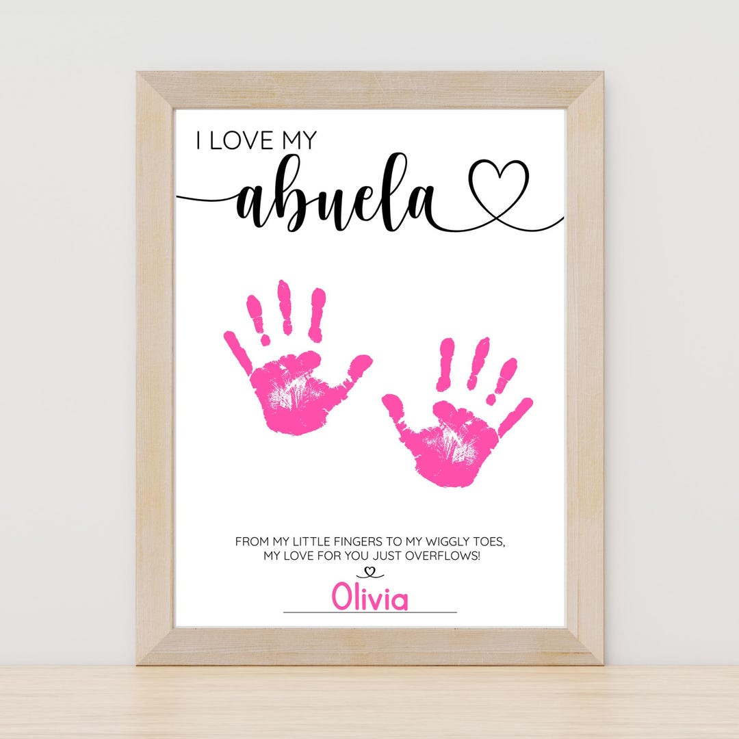 I Love My Abuela Handprint Footprint Printable, Mother's Day Gift ...