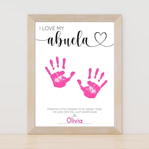 I Love My Abuela Handprint Footprint Printable, Mother's Day Gift, Grandparents Day, English Spanish PDF, 8x10 A4
