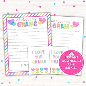 Grams Gift - All About My Grams afdrukbaar - Moederdag, verjaardag, grootoudersdag - direct downloaden