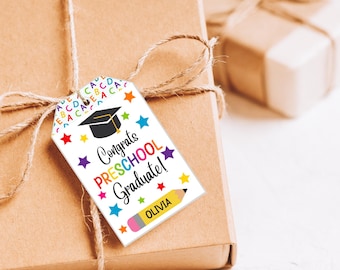 Preschool Graduation Gift Tags, Editable Template (Digital Download)