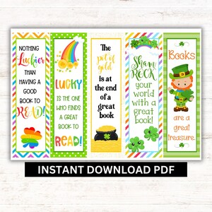 St. Patrick’s Day Bookmarks | Printable PDF | 5 Designs | Instant Download