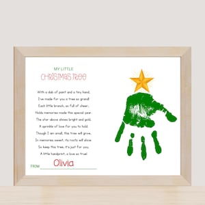 Weihnachtsbaum Handabdruck Gedicht Printable | DIY Urlaub Kinder Basteln | Andenken Handwerk für Kinder | Sofort Download