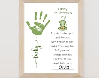 St. Patrick&#39;s Day Handprint Art: Shamrock Keepsake (Digital Download)