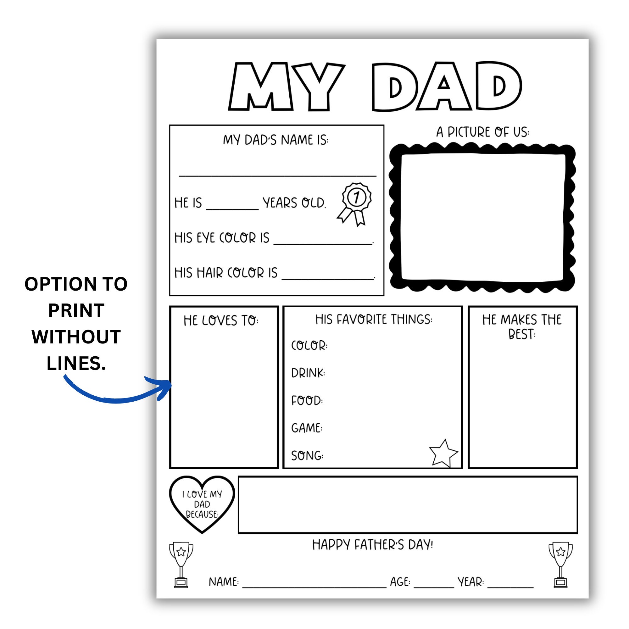 All About My Dad Printable: Father's Day Activity (PDF Download) - Etsy