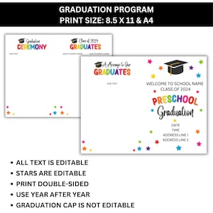 Preschool Graduation, Graduation Invitation, Graduation Program, Editable Preschool Graduation Templates, Canva Template, PDF image 4