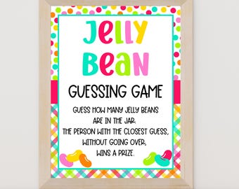 Guess How Many Jelly Beans Printable Game | Jelly Bean Guessing Game | Instant Download | Fun Party Game | Easter, Baby Shower, Classroom
