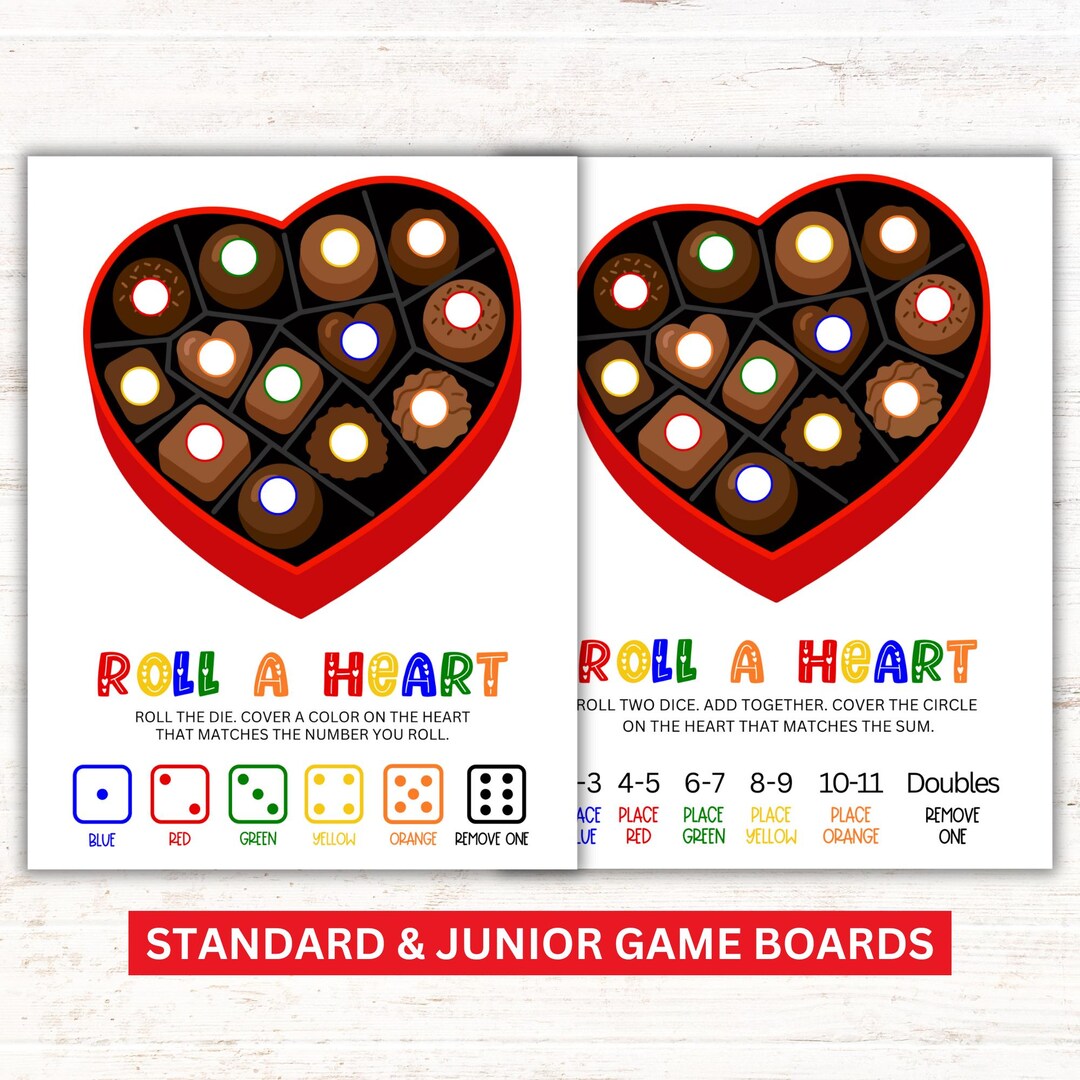 Roll a Heart Valentine Game | Printable Activity for Kids | Classroom ...