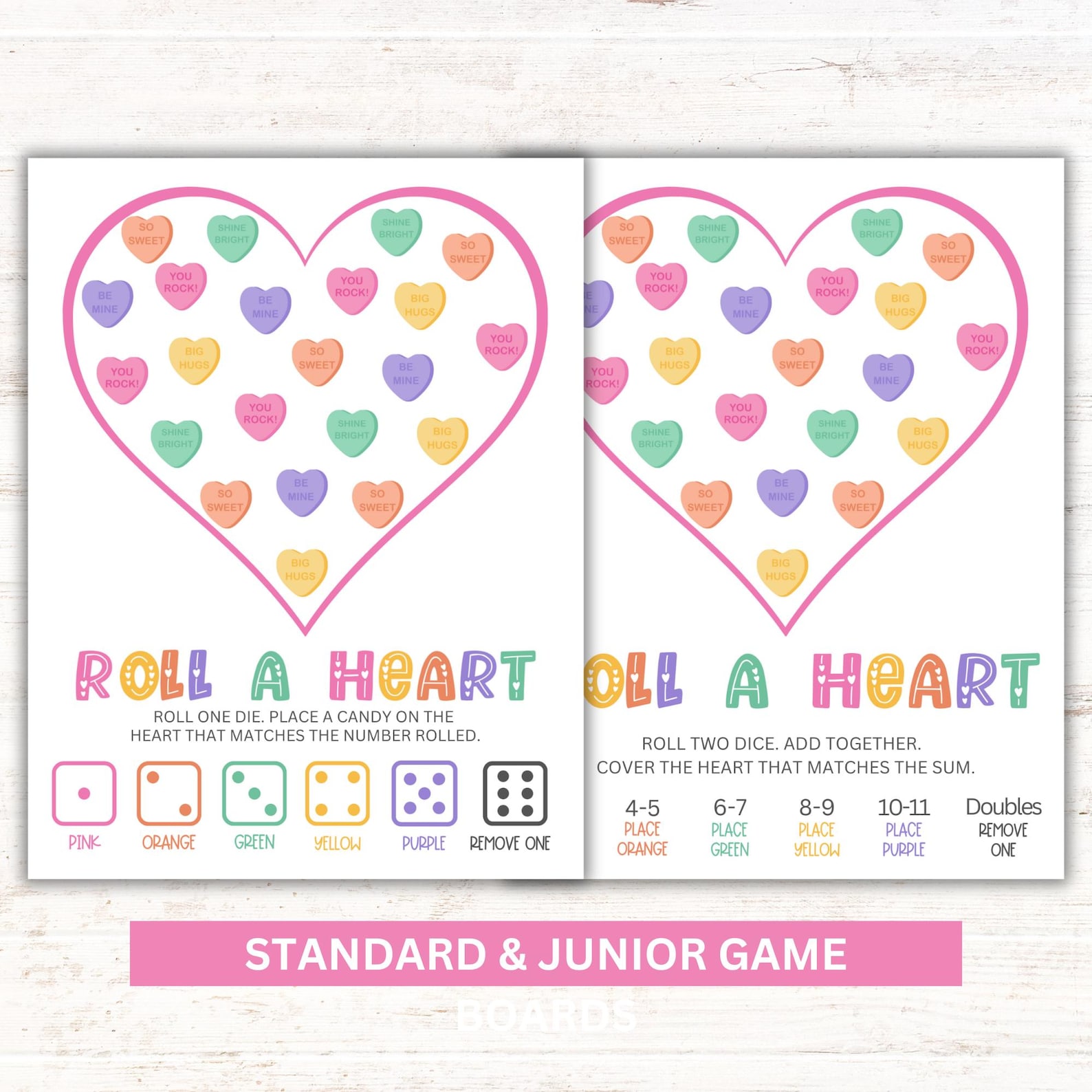 Valentine Roll a Heart Game Printable | Valentine Party Classroom ...