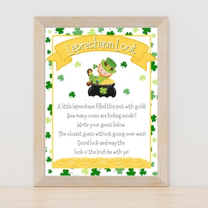 St. Patrick's Day Guessing Game Printable, Leprechaun Pot of Gold Coin Guess, Instant Download