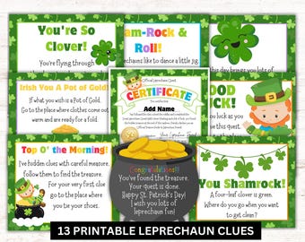 St. Patrick's Day Scavenger Hunt – Leprechaun Clues, Printable & Editable (PDF)