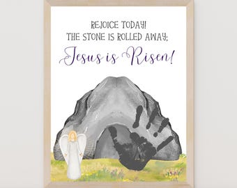 Jesus Is Risen Handprint Craft Easter Printable, Christian Easter Activity, Sunday School, Instant Download