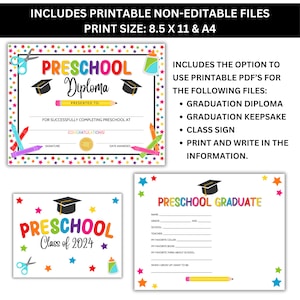Preschool Graduation, Graduation Invitation, Graduation Program, Editable Preschool Graduation Templates, Canva Template, PDF image 10