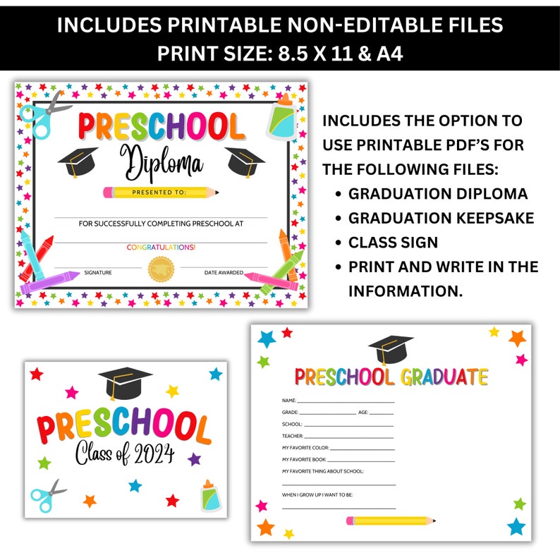 Preschool Graduation, Graduation Invitation, Graduation Program, Editable Preschool Graduation Templates, Canva Template, PDF image 10