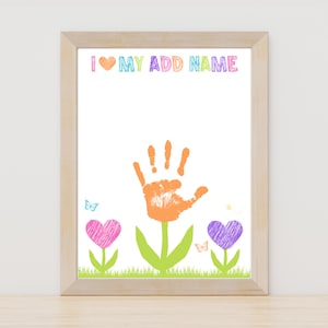 Personalized Mother&#39;s Day Gift, Mother&#39;s Day Flower Handprint Craft, DIY Mother&#39;s Day Craft