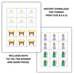 Printable Nativity Tic Tac Toe, Nativity Games, Instant Download ...