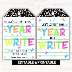 Etiquetas de regalo editables para la vuelta al cole: Regalo de bienvenida para el profesorado (descarga en Canva y PDF)