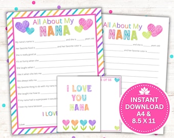 All About My Nana Printable – Kid Interview Keepsake (PDF & JPG)