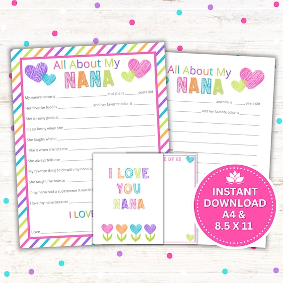 All About My Nana Printable – Kid Interview Keepsake (PDF & JPG)