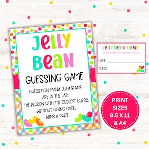 Guess How Many Jelly Beans Printable - Easter Game, Birthday Party Game, Instant Download, 8.5 x 11, A4