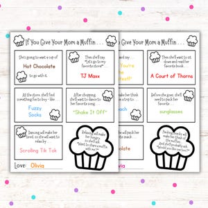 Stampabile per la festa della mamma, "Se dai un muffin alla tua mamma", PDF con download immediato, 8,5x11 e A4, divertente attività regalo per la mamma per bambini