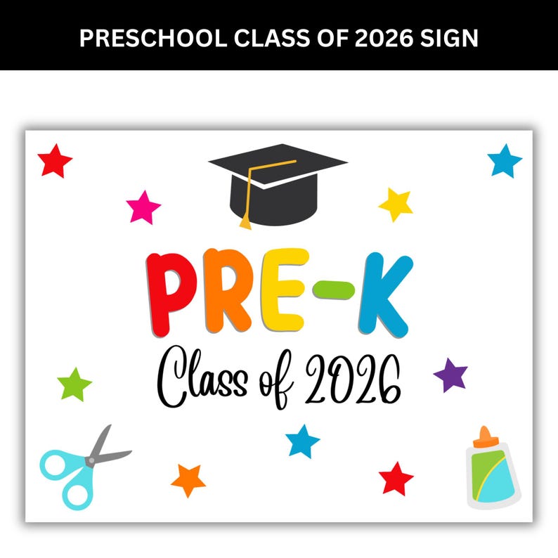 printable pre-k class of 2026 sign.