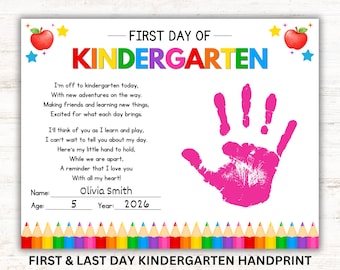 First and Last Day of Kindergarten Handprint Printable Keepsake Bundle