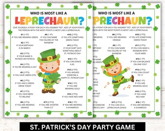 Who Is Most Like Leprechaun Game | St. Patrick's Day Party Activity (Instant Download)