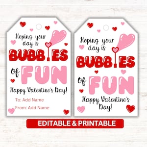 Bubbles Valentine Tag Printable | Bubble Valentine Gift for Kids