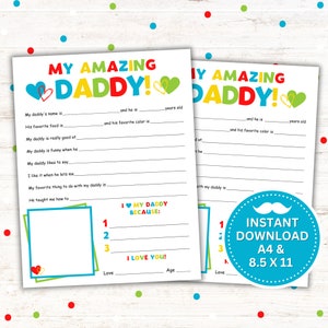 Imprimible de "Mi increíble papá", regalo del Día del Padre, regalo de cumpleaños para papá, descarga instantánea en PDF