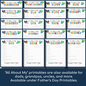 Mother's Day Gift All About My Gigi Printable Grandparents Day Card ...
