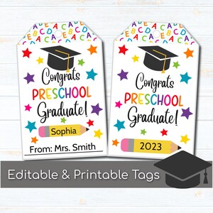 Preschool Graduation Tags, Printable Preschool Gift Tags, End of the ...