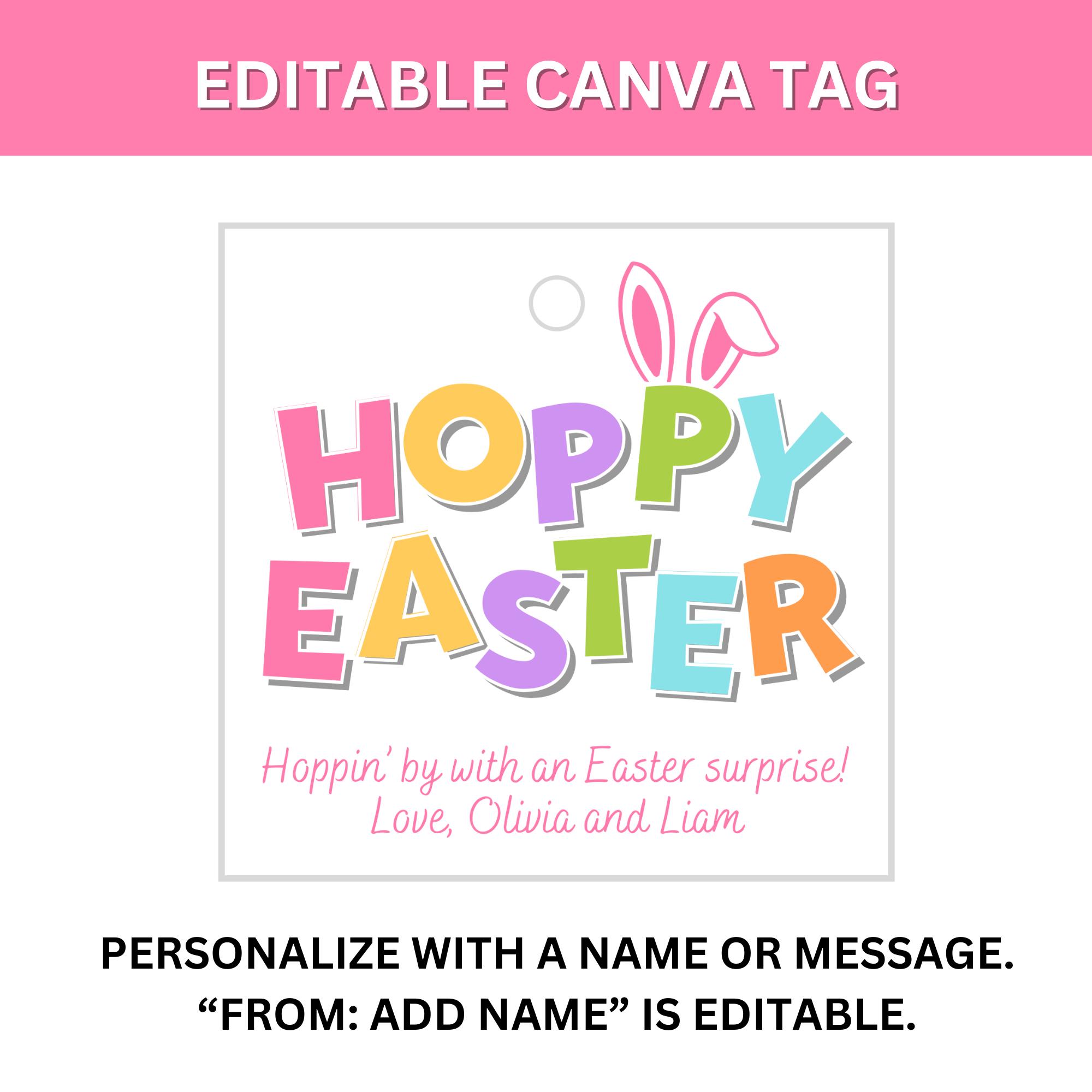 Editable Easter Gift Tags: Bunny Design, Printable PDF & Canva (instant ...