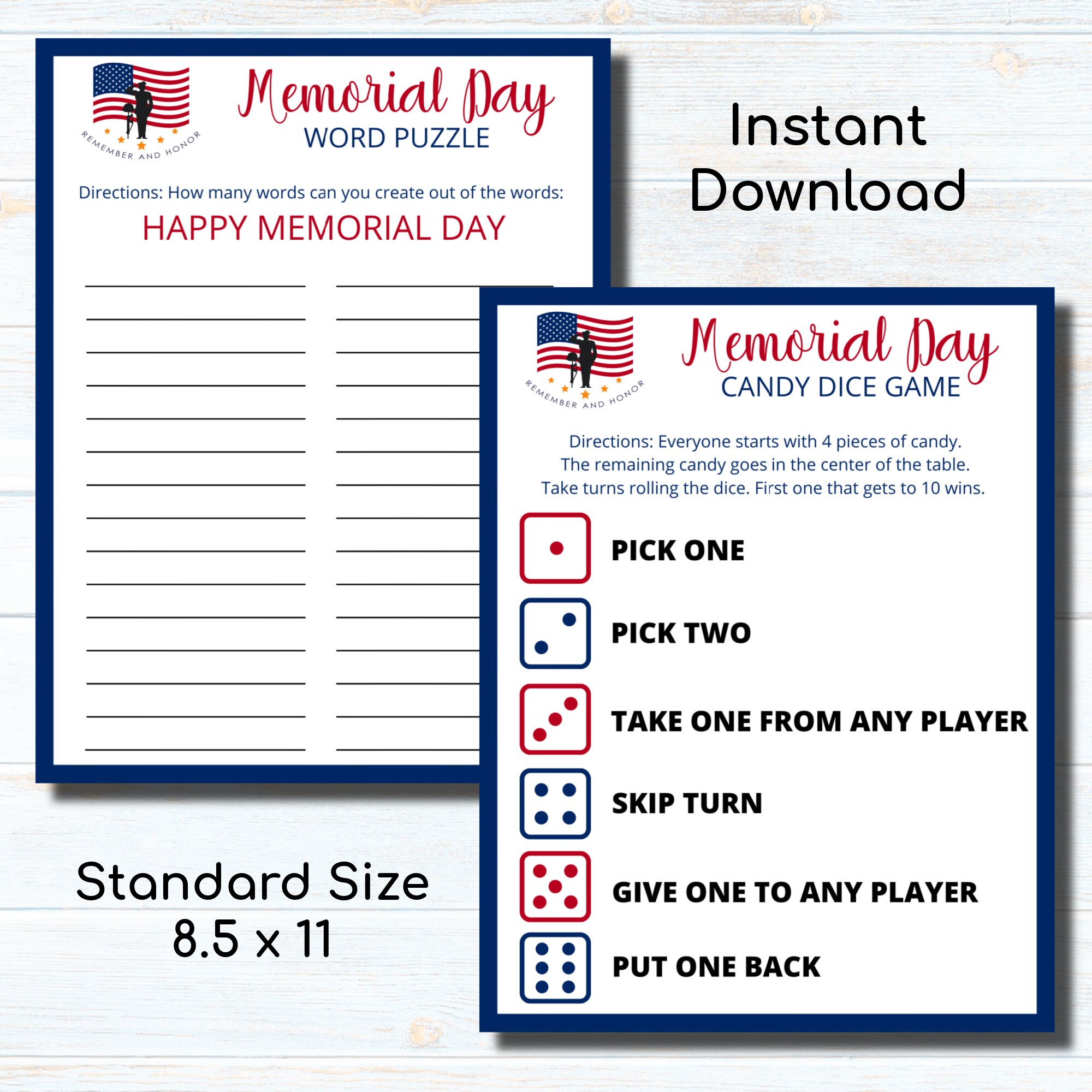 Memorial Day Party Games Printable Memorial Day Games Etsy