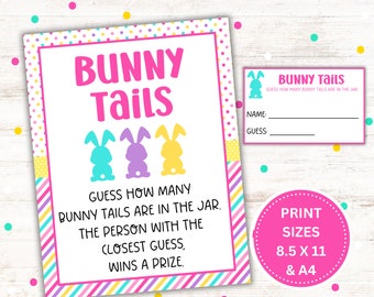 Bunny Tails Guessing Game - Easter Printable, Instant Download, 8.5 x 11, A4