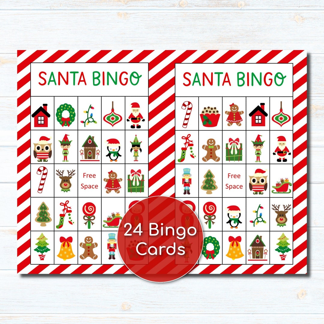 Printable Christmas Bingo Santa Bingo Kids Christmas Party - Etsy