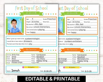 Entrevista del primer día de clases: Libro de recuerdos para niños imprimible (Canva y PDF editable)