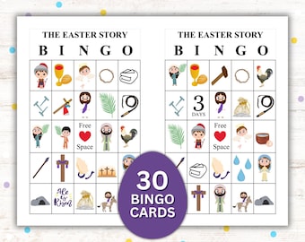 Oster-Story Bingo: 30 christliche Karten, Sonntagsschulspiel (Instant Download)
