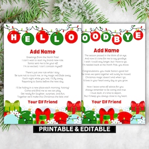 Elf Arrival Letter Set: First Year Welcome & Goodbye (Editable PDF)