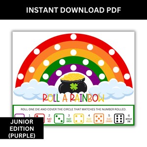 Roll a rainbow game board junior game in purple.