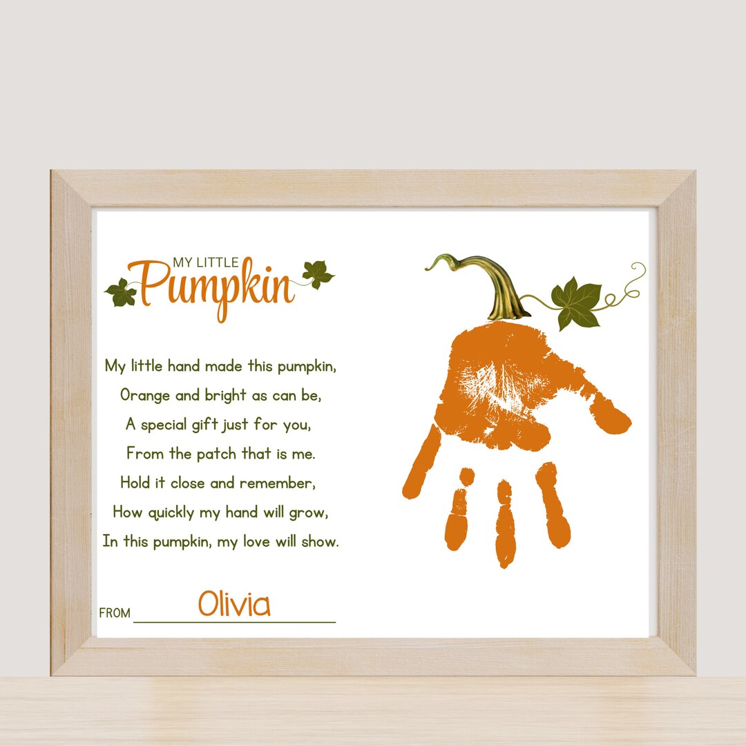 Pumpkin Poem Handprint Printable, DIY Pumpkin Kids Craft, Fall Art ...